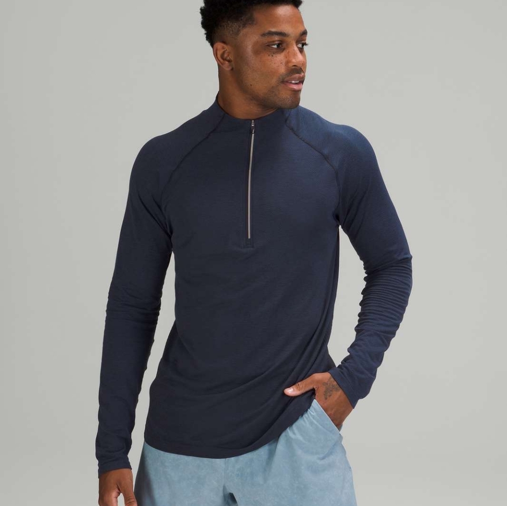 LULULEMON Metal Tech Vent Half Zip Mineral Blue True Navy S